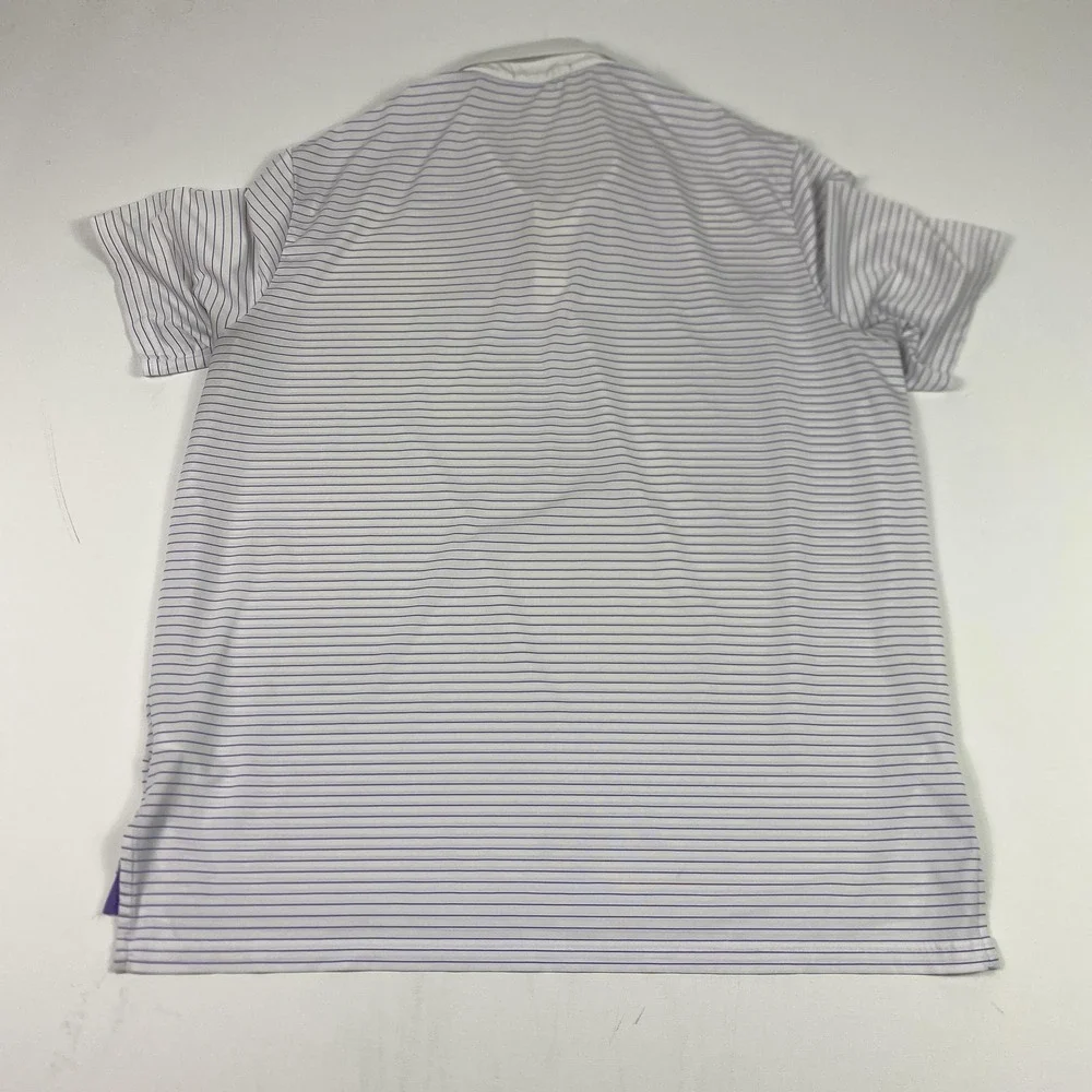 RLX Ralph Lauren Polo Shirt Mens XL White Purple Stripe Golf Performance Wicking